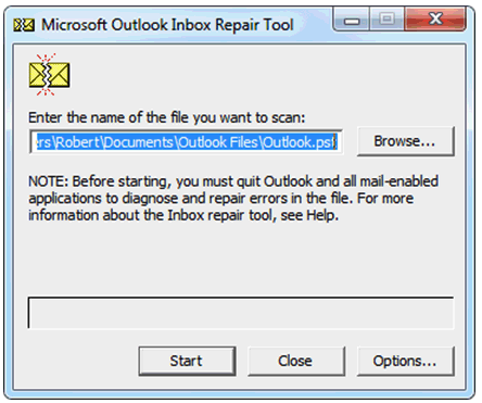 Repair errors. Outlook Repair Toolbox.